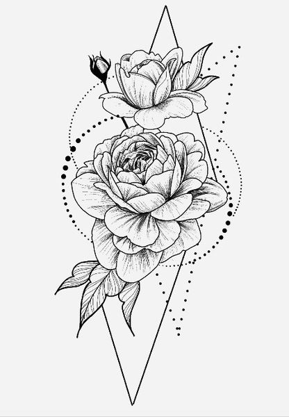 Временная татуировка "Розы в геометрии" А5 AS-5002 фото