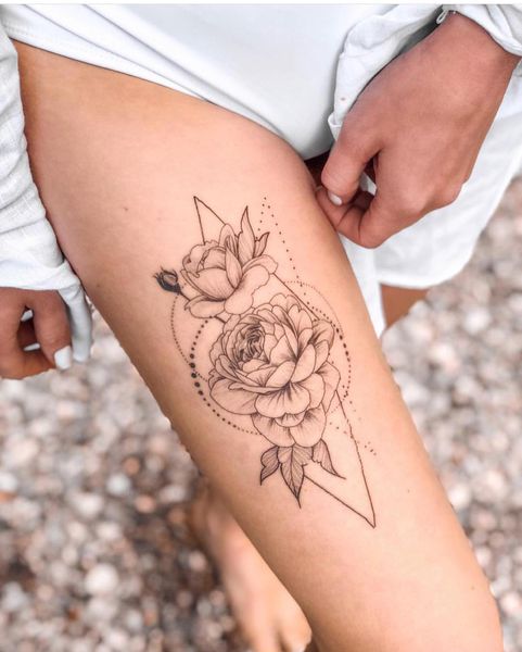 Временная татуировка "Розы в геометрии" А5 AS-5002 фото