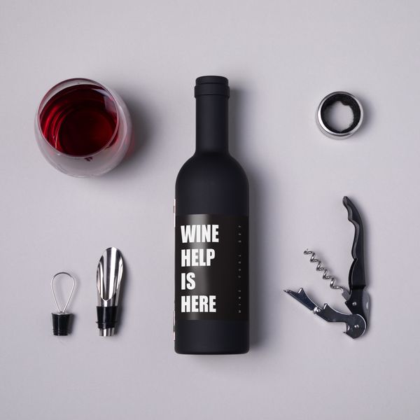 Набор для вина в бутылке "Wine help is here" HK-wine-06 фото