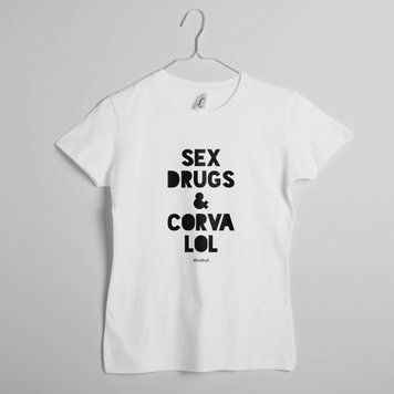 Футболка жіноча "Sex, Drugs and Corvalol" біла HK-48 фото