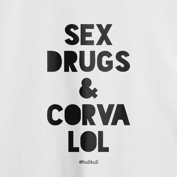 Футболка женская "Sex, Drugs and Corvalol" белая HK-48 фото