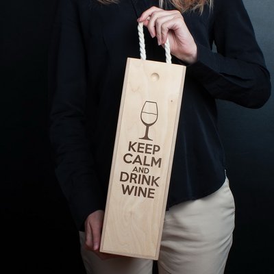 Коробка для вина на одну бутылку "Keep calm and drink wine" BD-box-29 фото