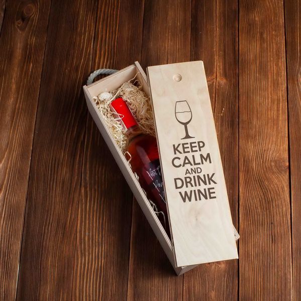 Коробка для вина на одну бутылку "Keep calm and drink wine" BD-box-29 фото
