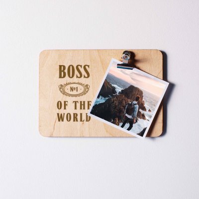 Доска для фото "Boss №1 of the world" с зажимом BD-phboard-56 фото