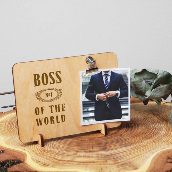 Дошка для фото "Boss №1 of the world" з затискачем BD-phboard-56 фото