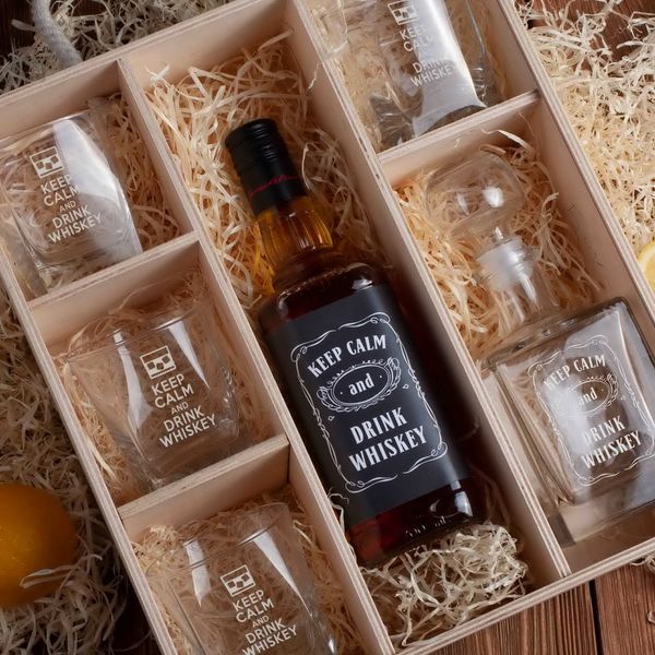 Набор для виски "Keep calm and drink whiskey" в ящике L BD-box-31 фото