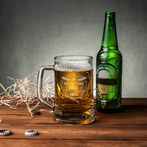 Кухоль для пива "Beer time for bos" з ручкою BD-BP-46 фото