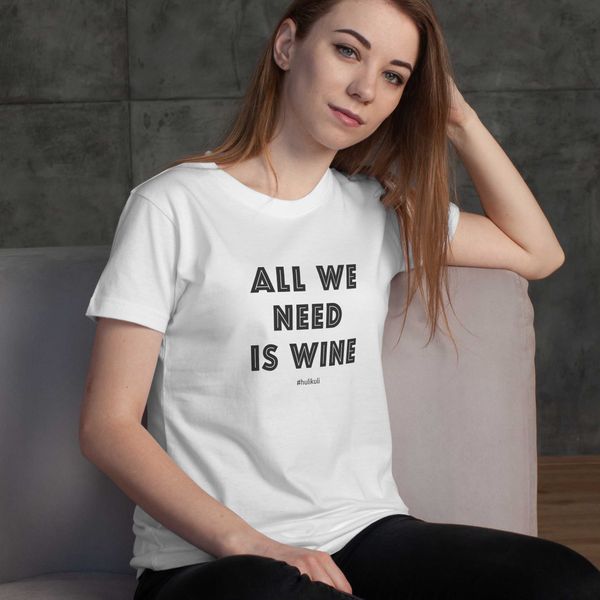 Футболка жіноча "All we need is wine" біла HK-57 фото