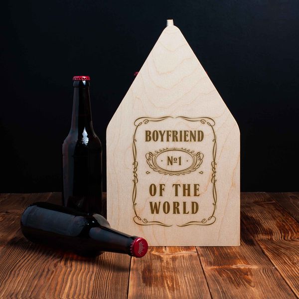 Ящик для пива "Boyfriend №1 of the world" для 6 бутылок BD-beerbox-25 фото