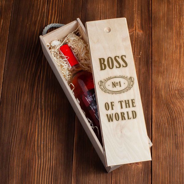 Коробка для бутылки вина "Boss №1 of the world" подарункова BD-box-102 фото