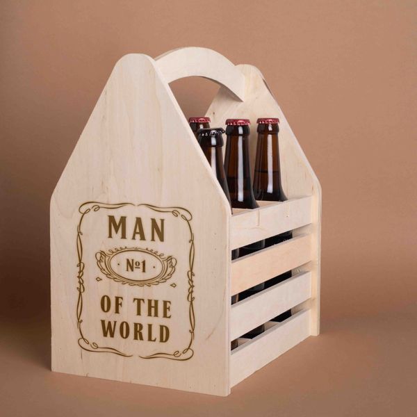 Ящик для пива "Man №1 of the world" для 6 пляшок BD-beerbox-26 фото