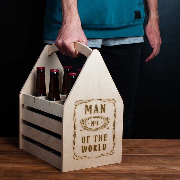 Ящик для пива "Man №1 of the world" для 6 бутылок BD-beerbox-26 фото