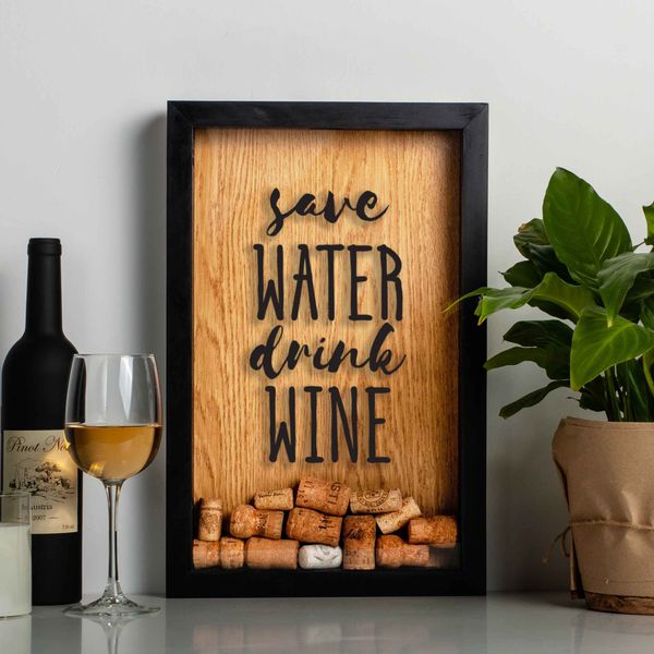 Рамка копилка "Save water drink wine" для пробок BD-vin-18 фото