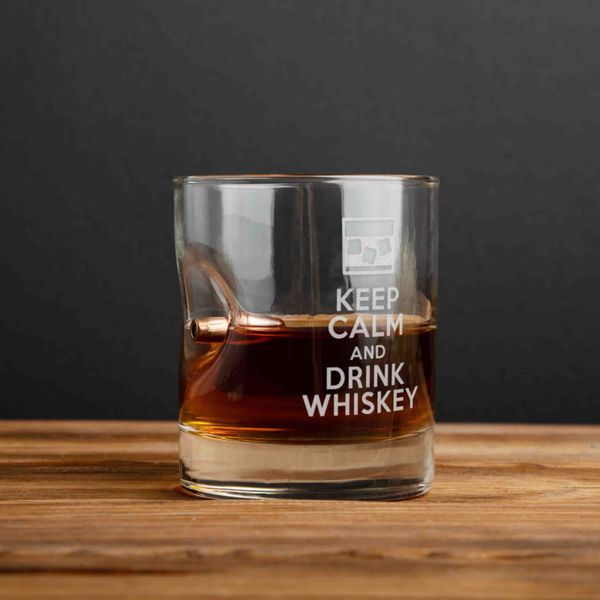 Склянка з кулею "Keep calm and drink whiskey" BD-BULLET-GLASS-2 фото