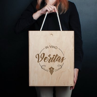 Коробка для вина на три пляшки "In vino veritas" BD-box-01 фото