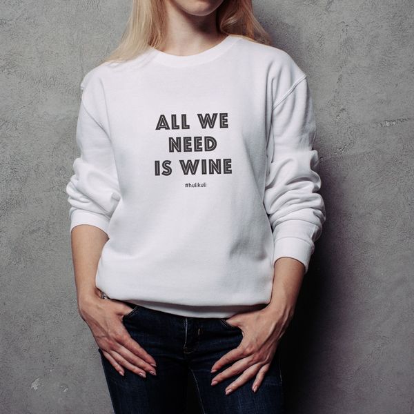 Світшот жіночий "All we need is wine" білий HK-85 фото