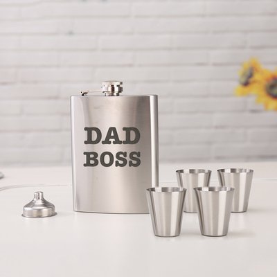 Набір фляга з чарками "Dad boss" BD-FLASK-67 фото