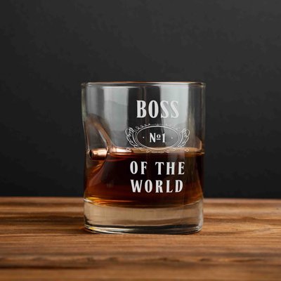 Склянка з кулею "Boss №1 of the world" для віскі BD-BULLET-GLASS-23 фото