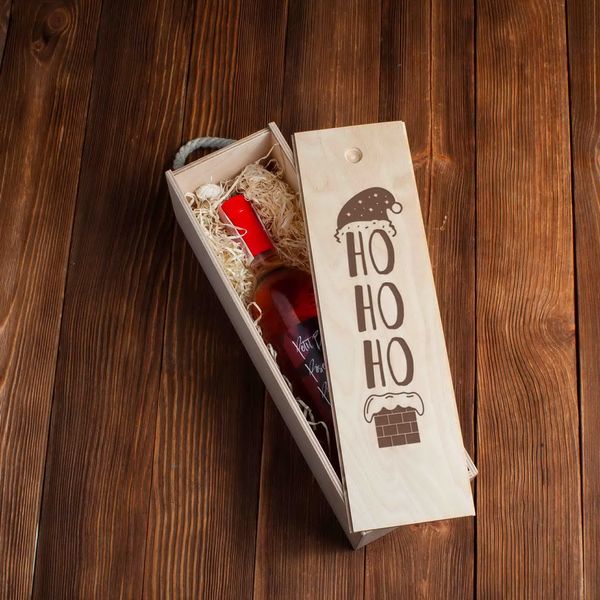 Коробка для вина на одну пляшку "Ho Ho Ho" BD-box-19 фото