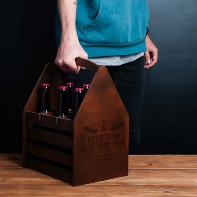 Ящик для пива "Beer time for boss" для 6 бутылок BD-box-18 фото