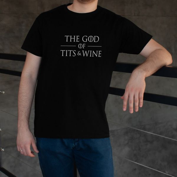 Футболка GoT "God of tits and wine" чоловіча BD-f-18 фото