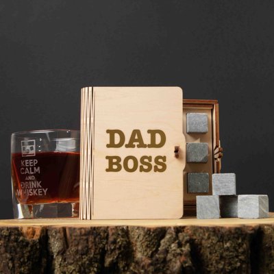 Камни для виски "Dad boss" 6 штук в подарочной коробке BD-WHROCKS-06 фото