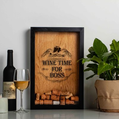 Копілка для винних корків "Wine time for boss" BD-vin-16 фото