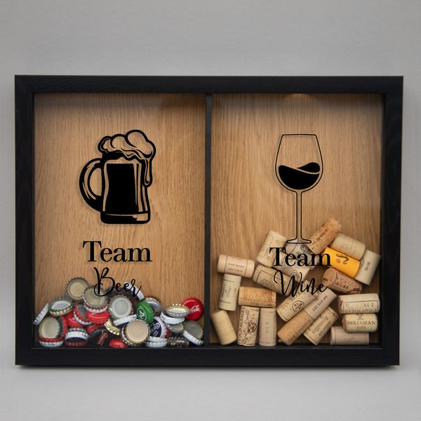 Двойная рамка копилка "Team Beer - Teem Wine" для пробок BD-DOUBLE-03 фото