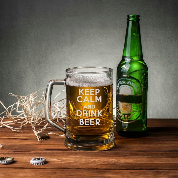 Кухоль для пива "Keep calm and drink beer" з ручкою BD-BP-41 фото