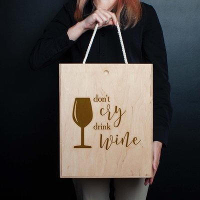 Коробка для 3 пляшок вина "Don`t cry drink wine" подарункова BD-box-96 фото