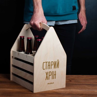 Ящик для пива "Старий хрін" для 6 пляшок HK-beerbox-03 фото