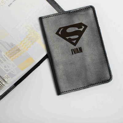 Обкладинка для паспорта "Супермен" персоналізований BD-leth-23 фото