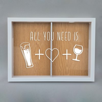 Двойная рамка копилка "All you need is beer, love and wine" для пробок BD-DOUBLE-06 фото