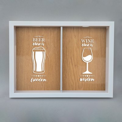 Подвійна рамка копілка "Wine wisdom, Beer freedom" для корків BD-DOUBLE-08 фото