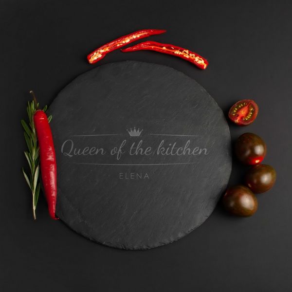 Піднос з сланцю "Queen of the kitchen" 24 см персоналізована BD-sl-05 фото