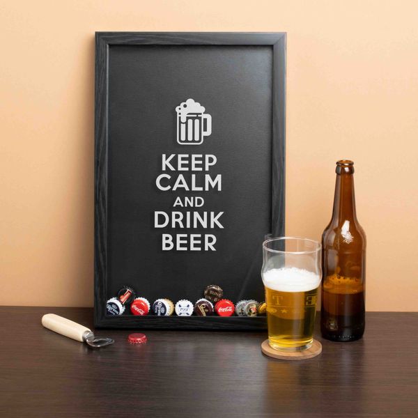 Рамка-копілка для пивних кришок "Keep calm and drink beer" BD-beer-09 фото