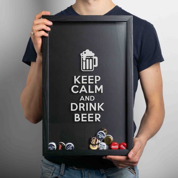Рамка-копілка для пивних кришок "Keep calm and drink beer" BD-beer-09 фото