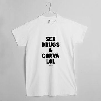 Футболка мужская "Sex, Drugs and Corvalol" белая HK-33 фото