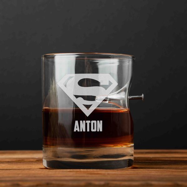 Склянка з цвяхом "Супермен" персоналізований BD-PIN-08 фото