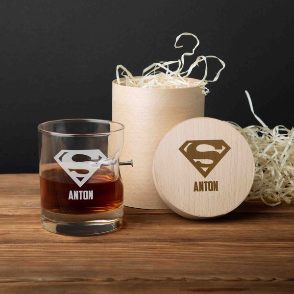 Склянка з цвяхом "Супермен" персоналізований BD-PIN-08 фото