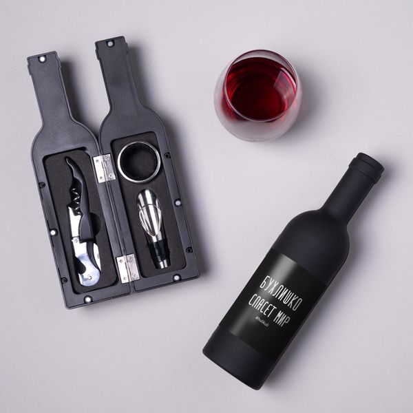 Набір для вина у пляшці "Бухлишко спасет мир" HK-wine-02 фото