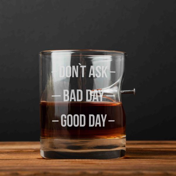 Склянка з цвяхом "Don`t ask. Bad day. Good day" BD-PIN-10 фото