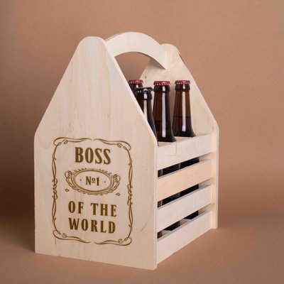 Ящик для пива "Boss №1 of the world" для 6 бутылок BD-beerbox-35 фото